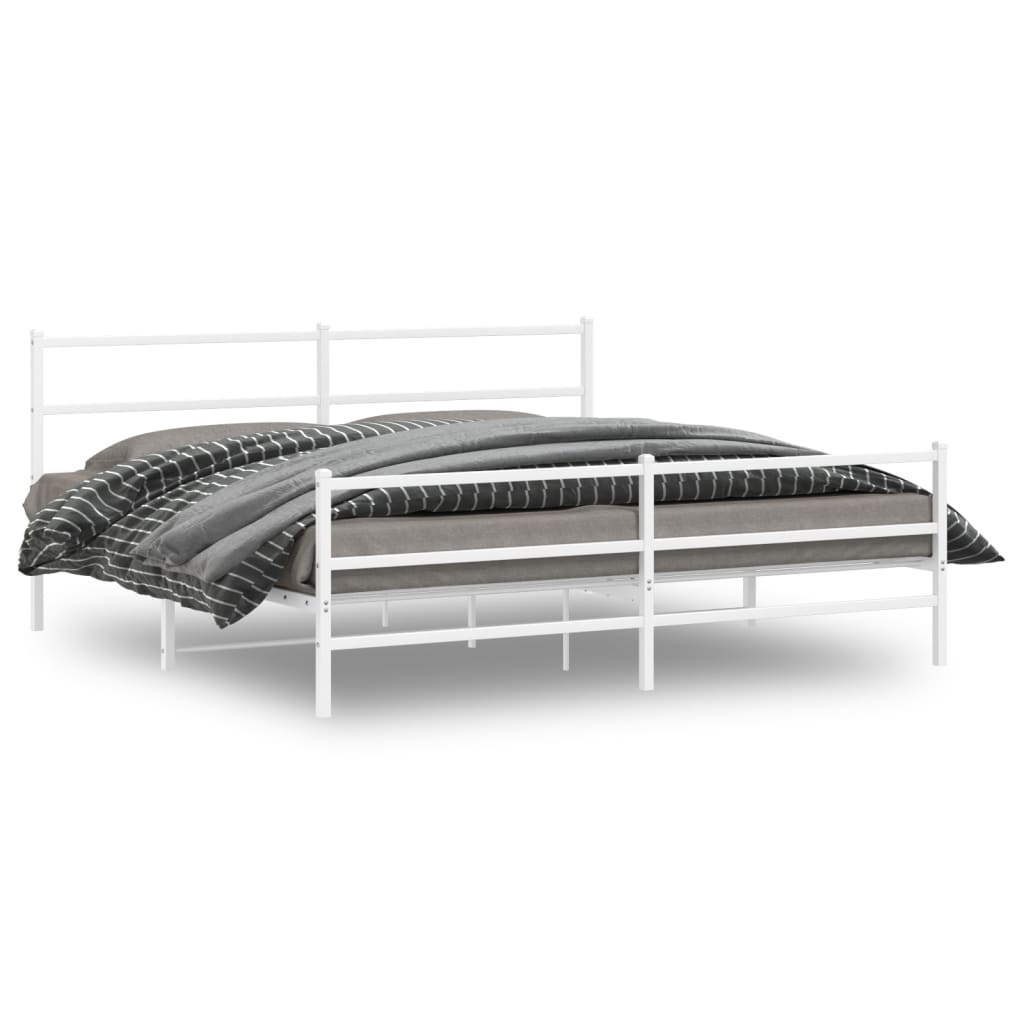 Metalni okvir kreveta uzglavlje i podnožje bijeli 183x213 cm