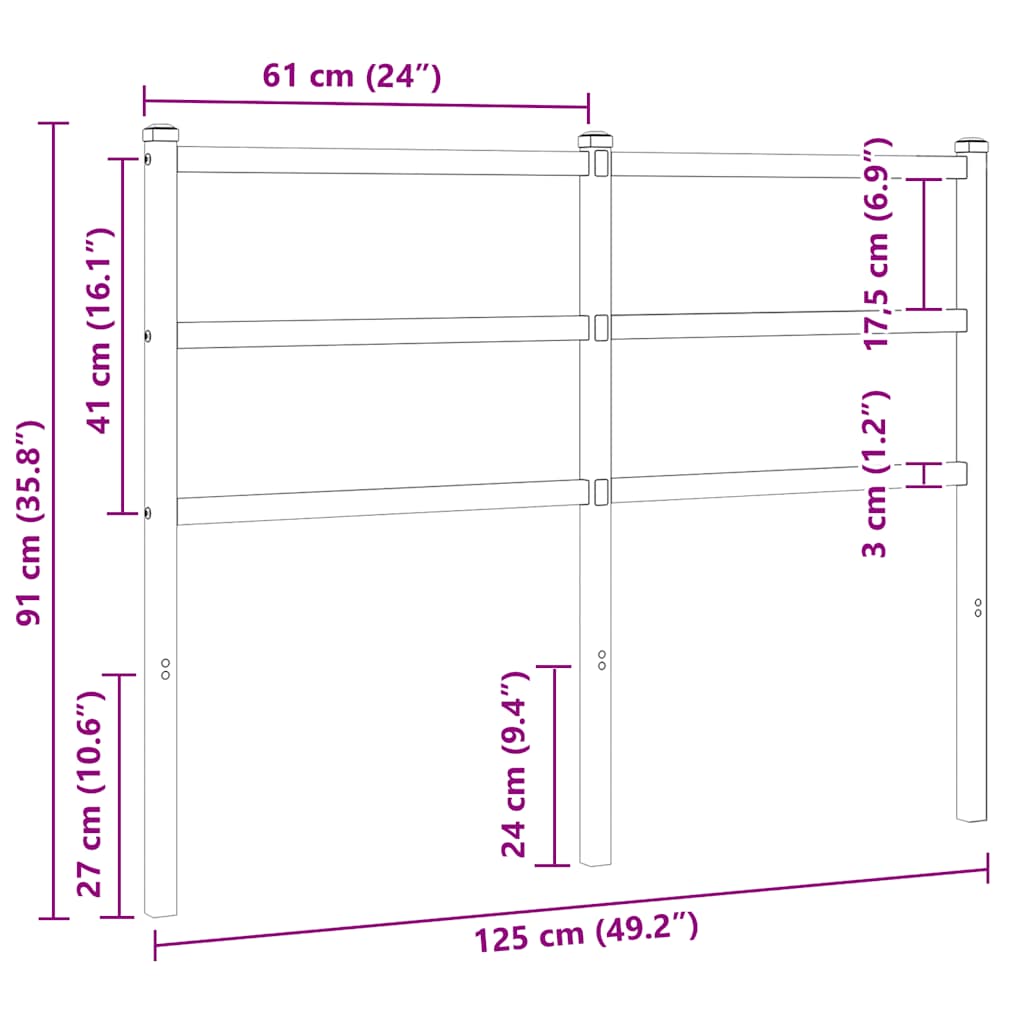 Metalno zamjensko uzglavlje bijelo 120 cm