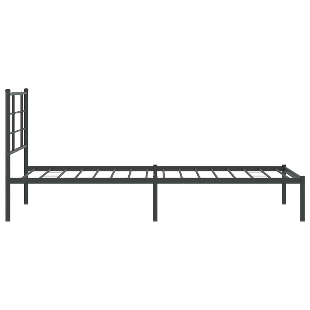 Metalni okvir za krevet s uzglavljem crni 90x200 cm