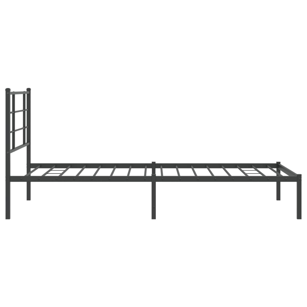 Metalni okvir za krevet s uzglavljem crni 107x203 cm