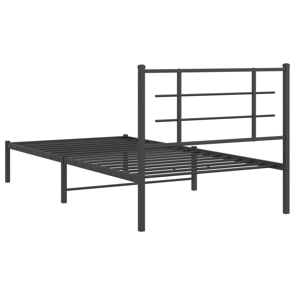 Metalni okvir za krevet s uzglavljem crni 107x203 cm
