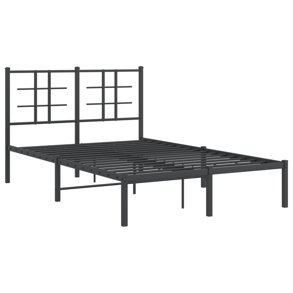 Metalni okvir za krevet s uzglavljem crni 120x200 cm