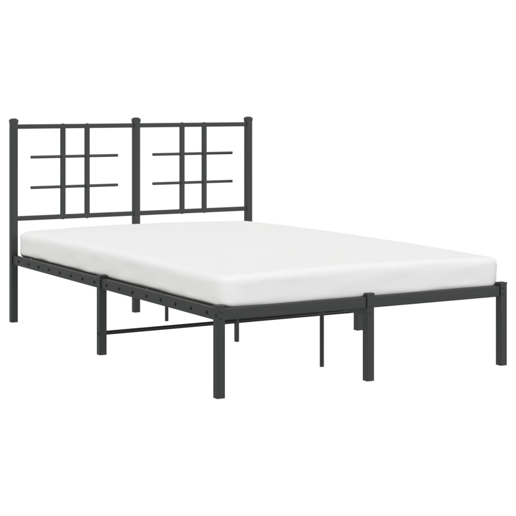 Metalni okvir za krevet s uzglavljem crni 120x200 cm