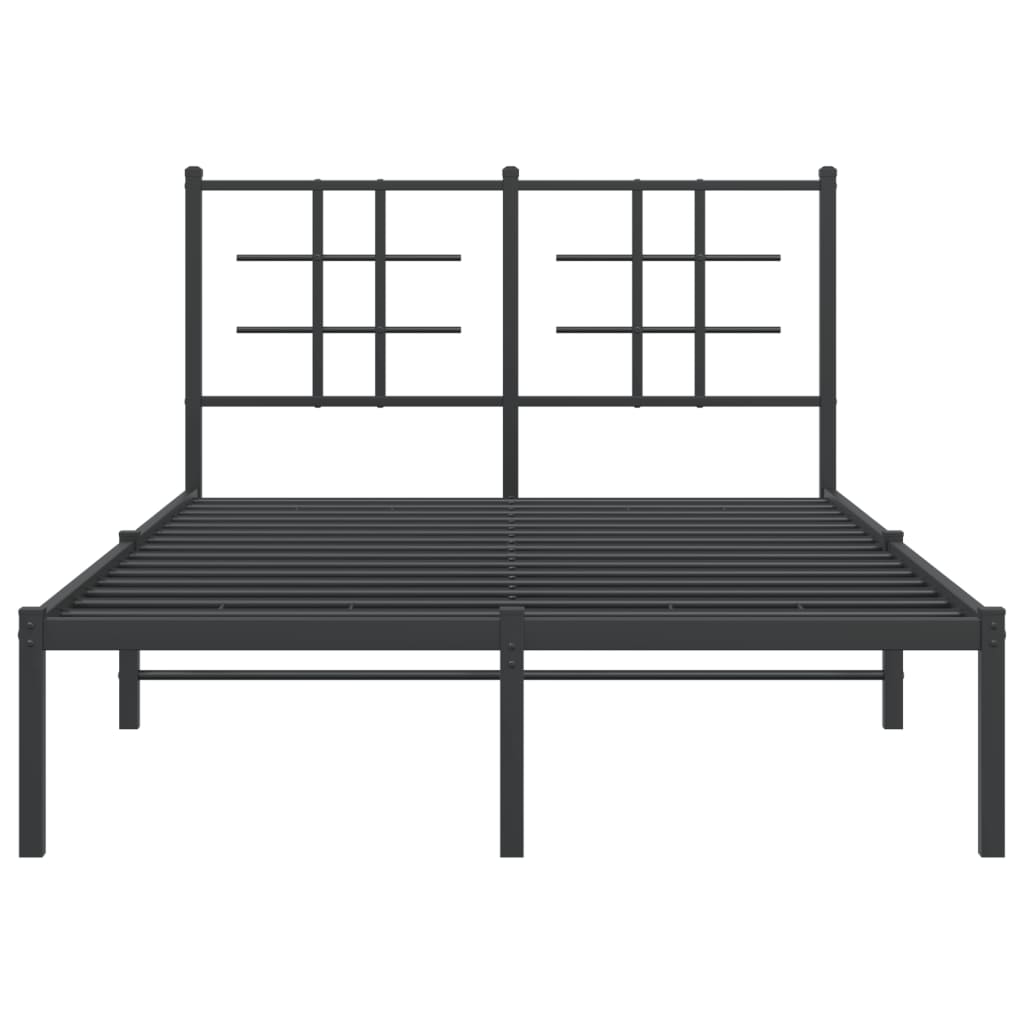Metalni okvir za krevet s uzglavljem crni 120x200 cm