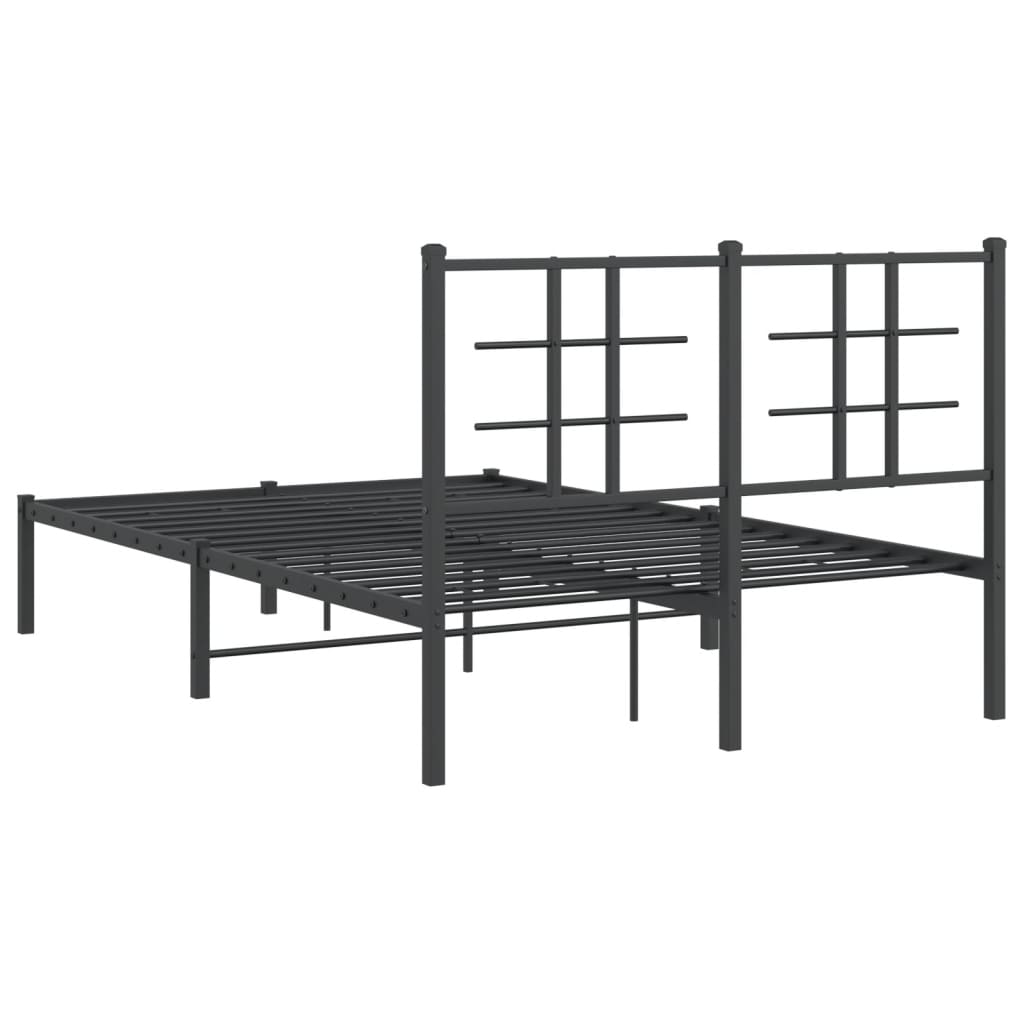 Metalni okvir za krevet s uzglavljem crni 120x200 cm