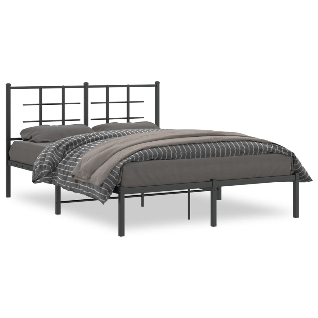Metalni okvir za krevet s uzglavljem crni 140x200 cm