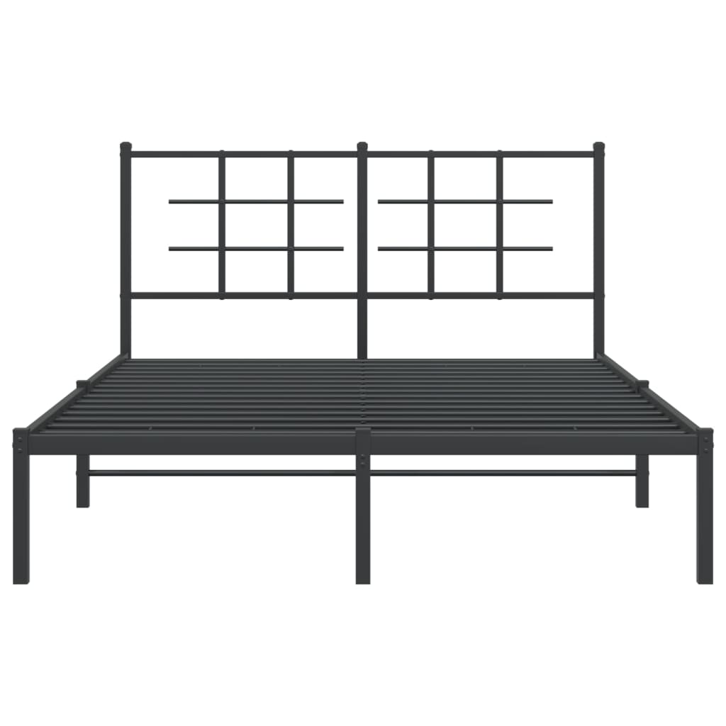 Metalni okvir za krevet s uzglavljem crni 140x200 cm