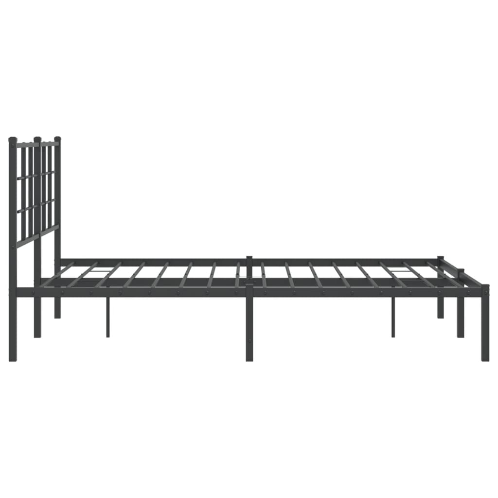 Metalni okvir za krevet s uzglavljem crni 140x200 cm