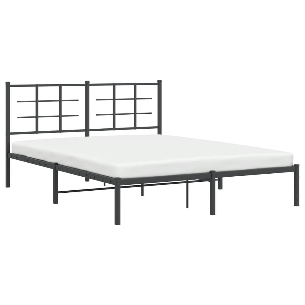 Metalni okvir za krevet s uzglavljem crni 150x200 cm