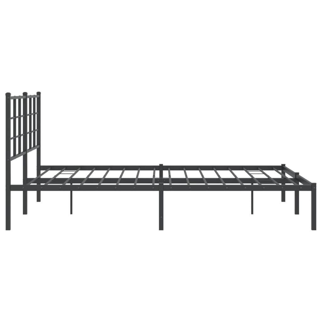 Metalni okvir za krevet s uzglavljem crni 160x200 cm