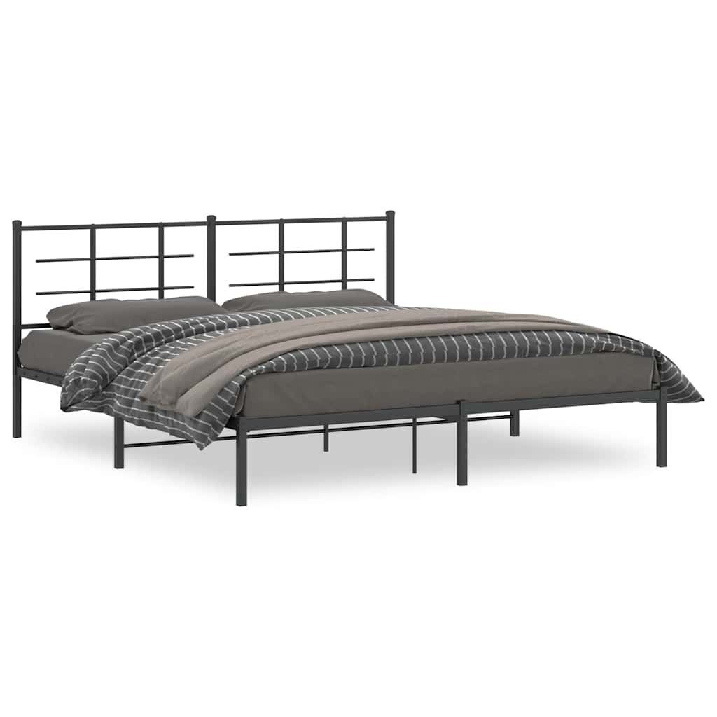 Metalni okvir za krevet s uzglavljem crni 183x213 cm