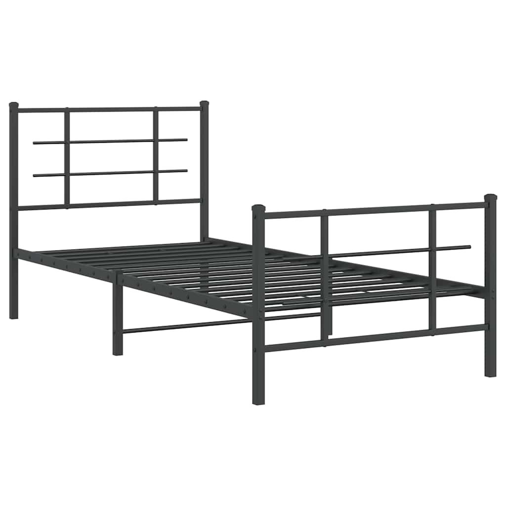 Metalni okvir kreveta uzglavlje i podnožje crni 90 x 200 cm