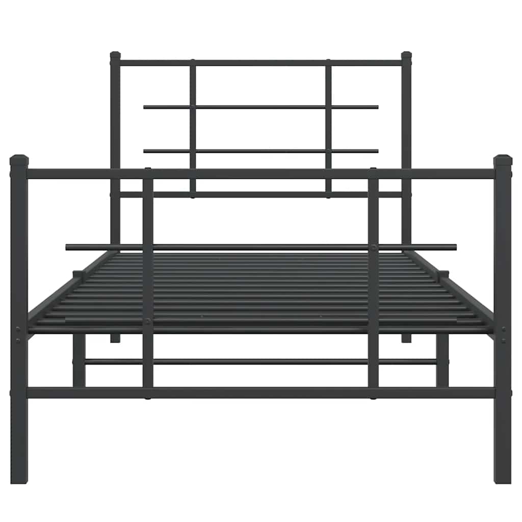 Metalni okvir kreveta uzglavlje i podnožje crni 90 x 200 cm