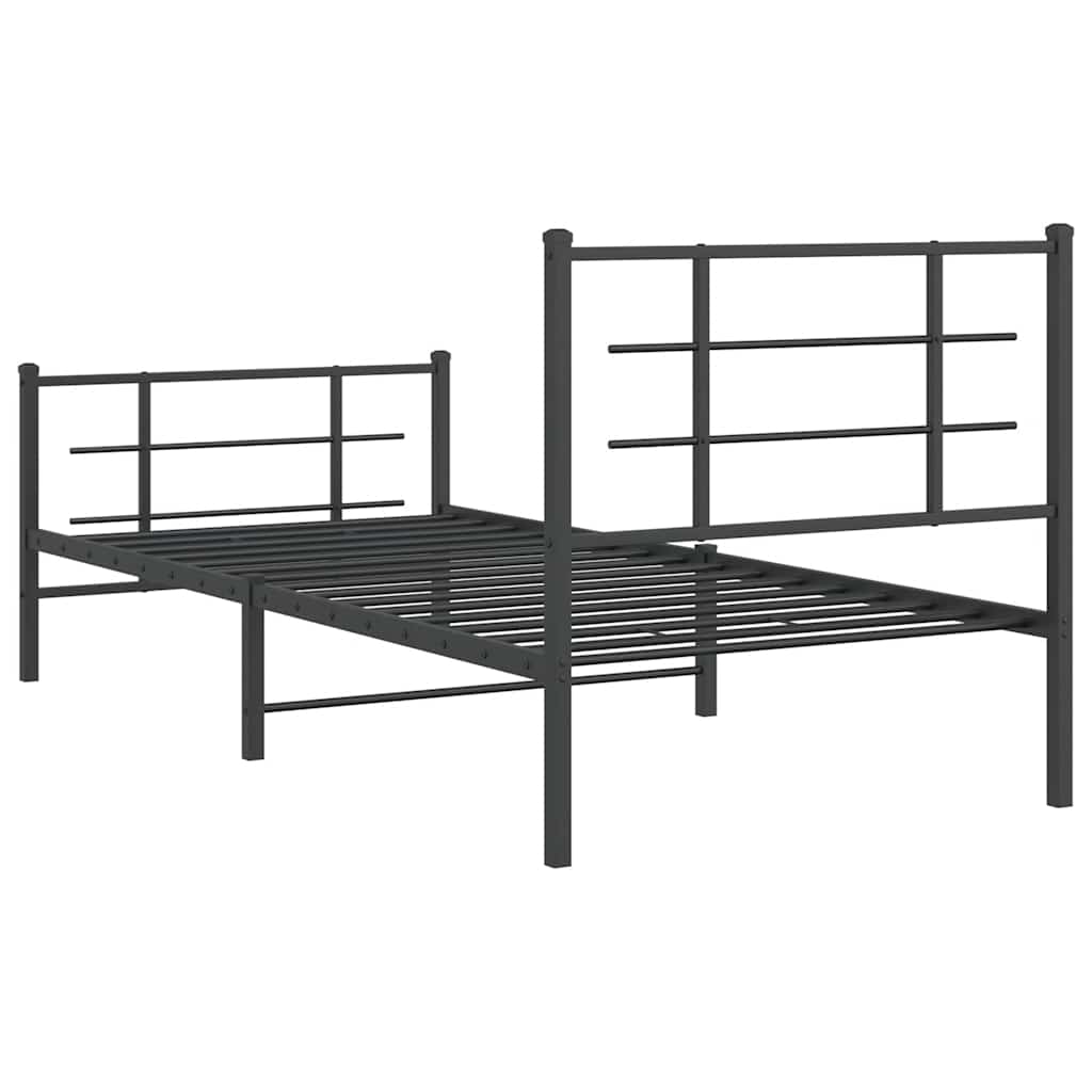Metalni okvir kreveta uzglavlje i podnožje crni 90 x 200 cm