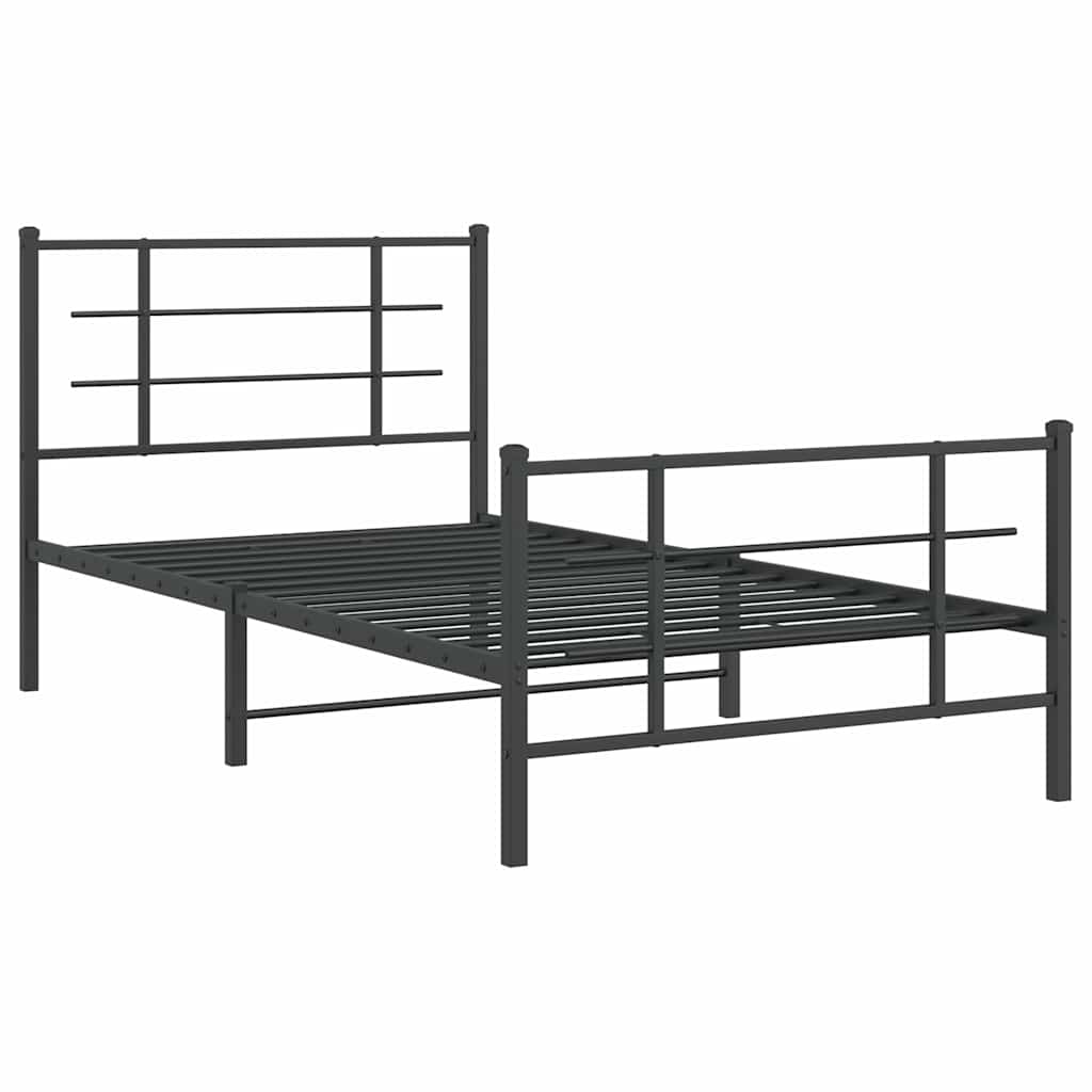 Metalni okvir kreveta uzglavlje i podnožje crni 100x200 cm