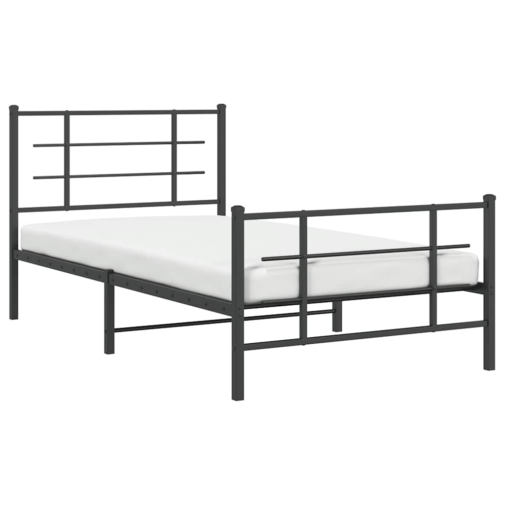 Metalni okvir kreveta uzglavlje i podnožje crni 100x200 cm