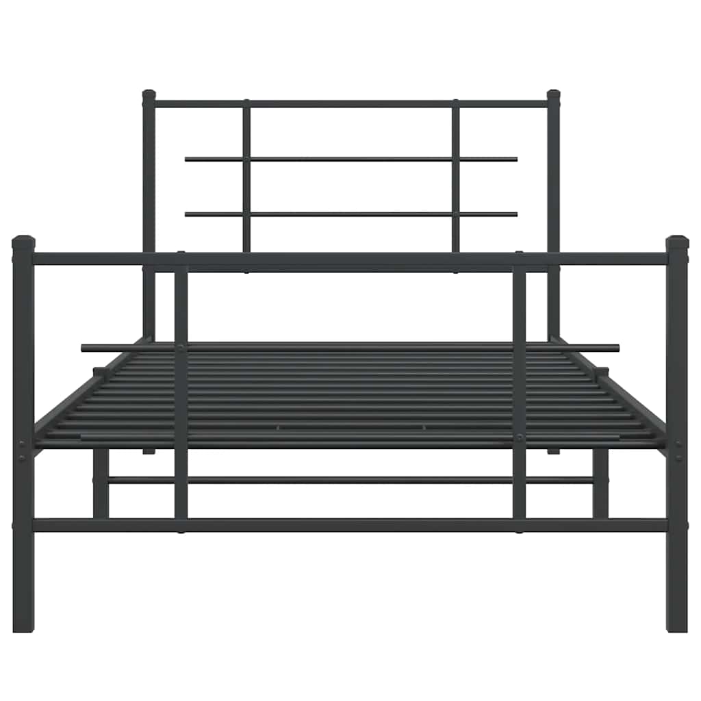 Metalni okvir kreveta uzglavlje i podnožje crni 100x200 cm