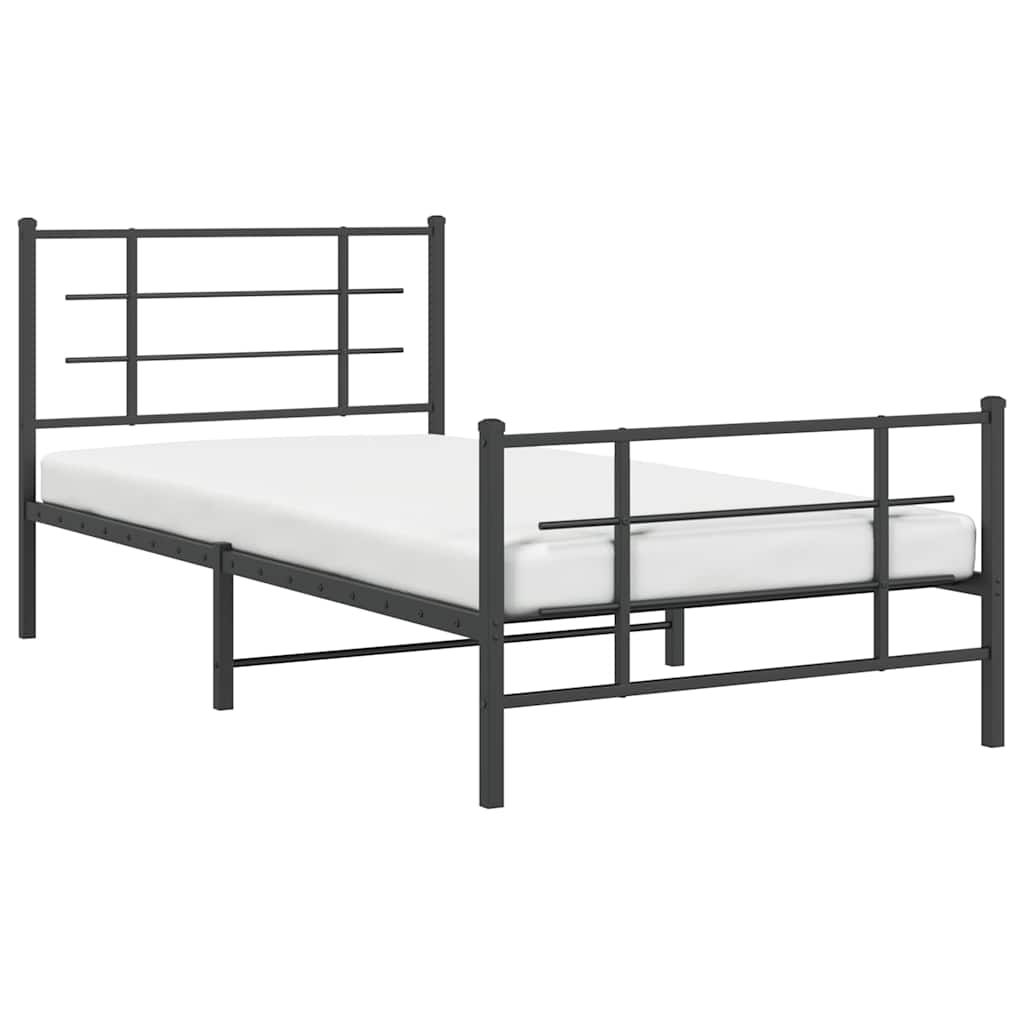 Metalni okvir kreveta uzglavlje i podnožje crni 107x203 cm