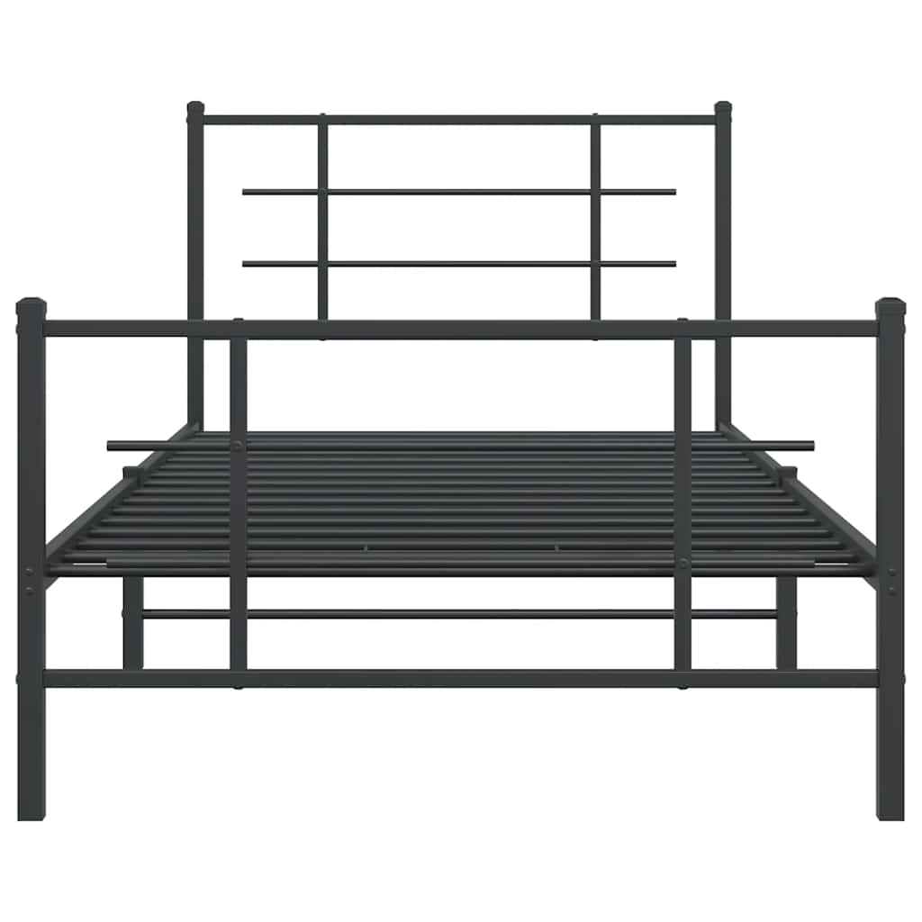 Metalni okvir kreveta uzglavlje i podnožje crni 107x203 cm