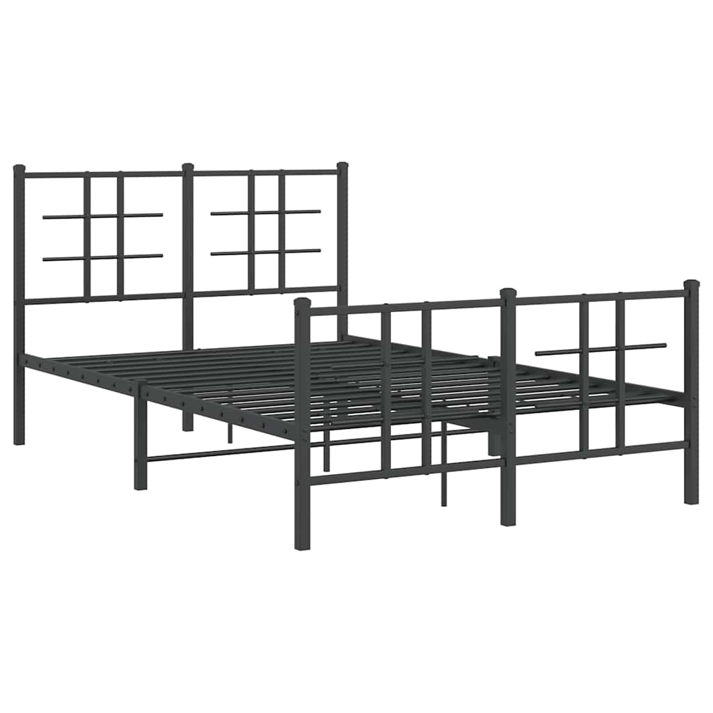 Metalni okvir kreveta uzglavlje i podnožje crni 120x190 cm
