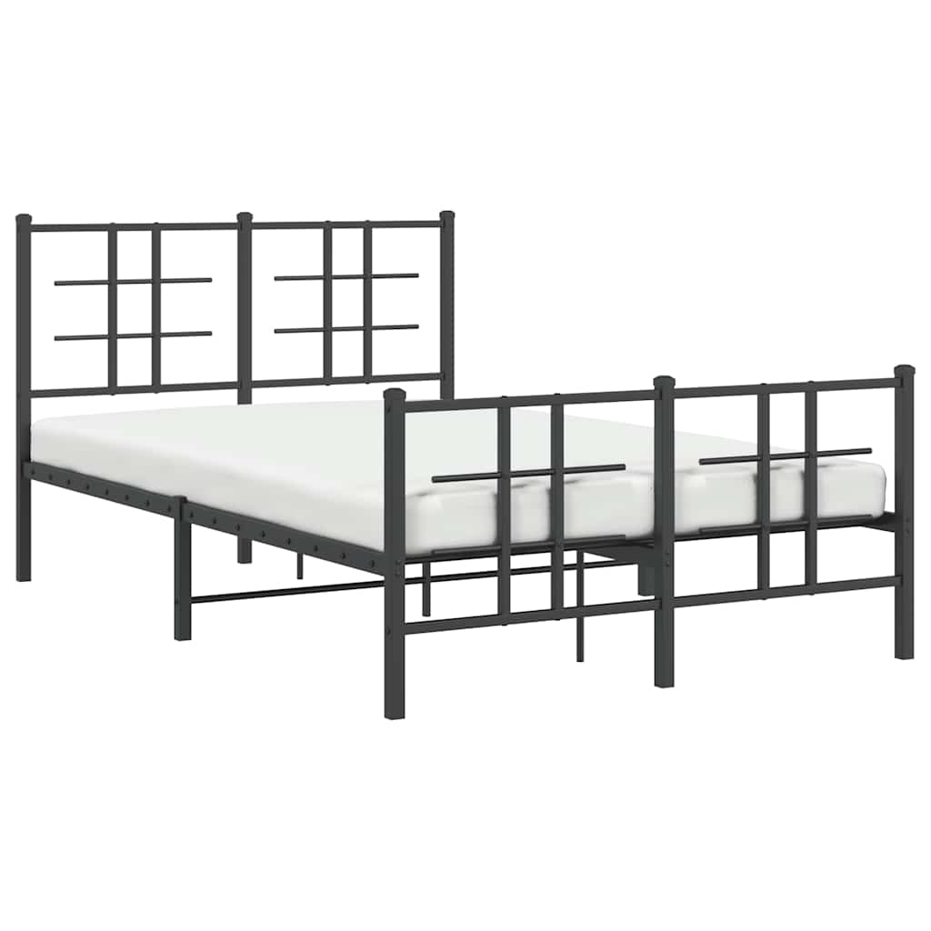 Metalni okvir kreveta uzglavlje i podnožje crni 120x190 cm