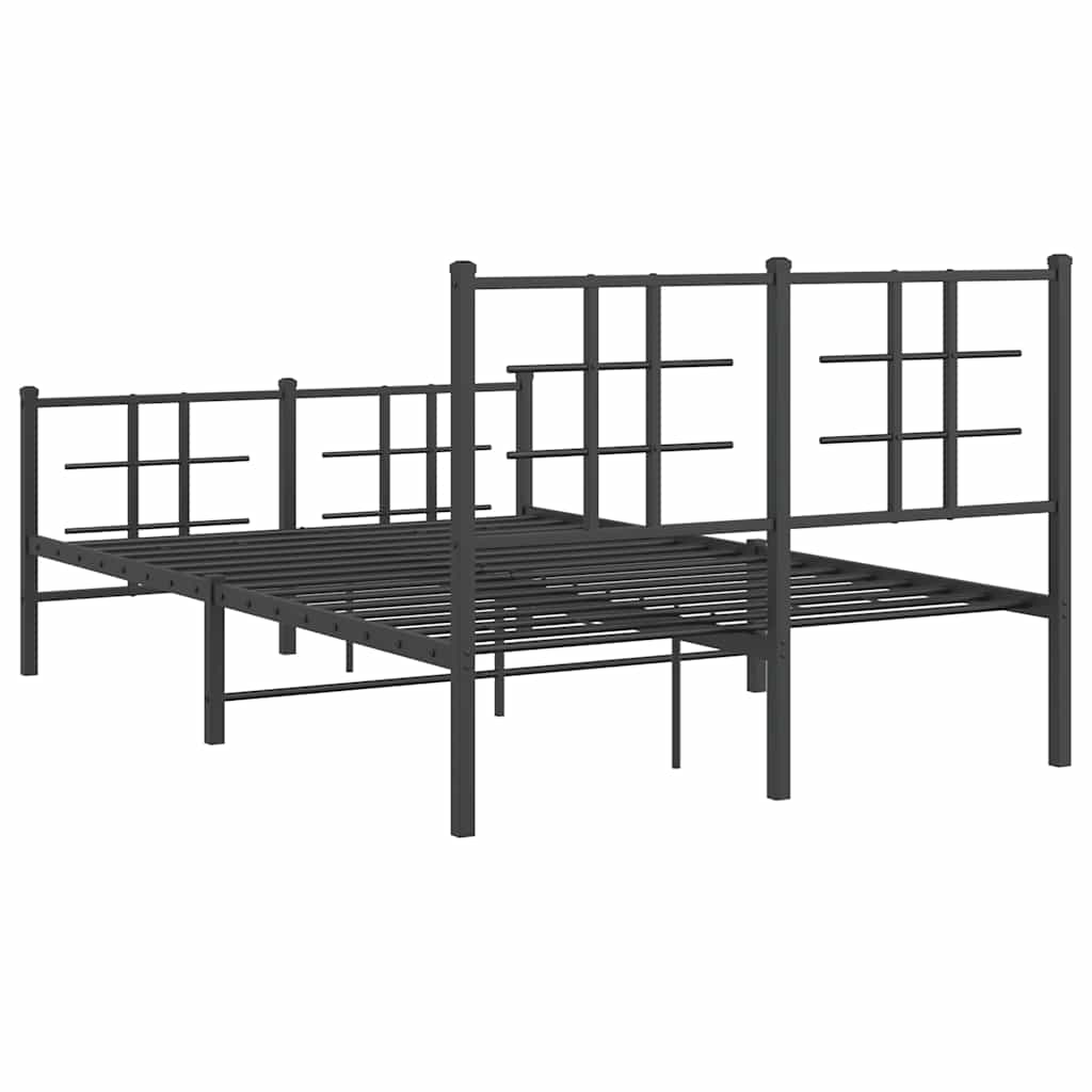 Metalni okvir kreveta uzglavlje i podnožje crni 120x190 cm