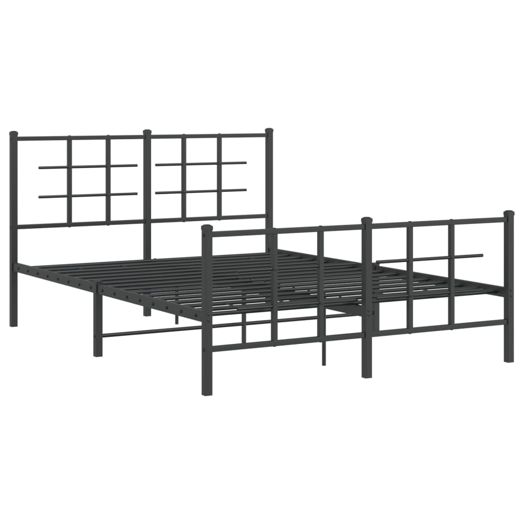 Metalni okvir kreveta uzglavlje i podnožje crni 135x190 cm