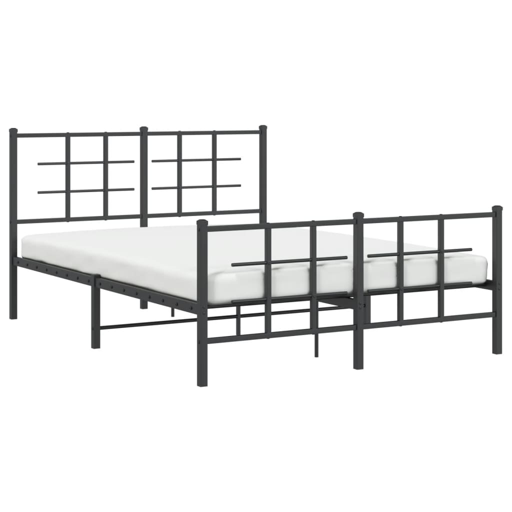 Metalni okvir kreveta uzglavlje i podnožje crni 135x190 cm