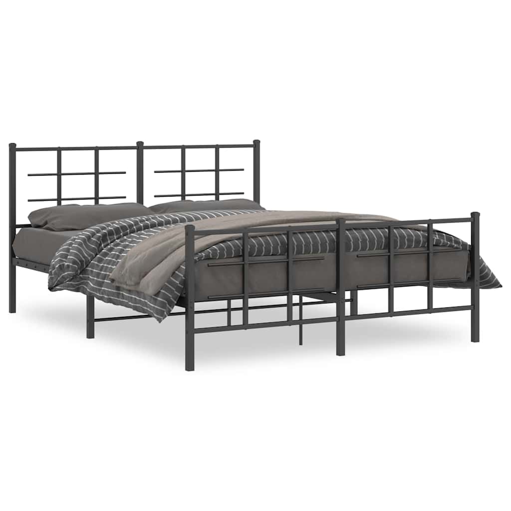 Metalni okvir kreveta uzglavlje i podnožje crni 150x200 cm