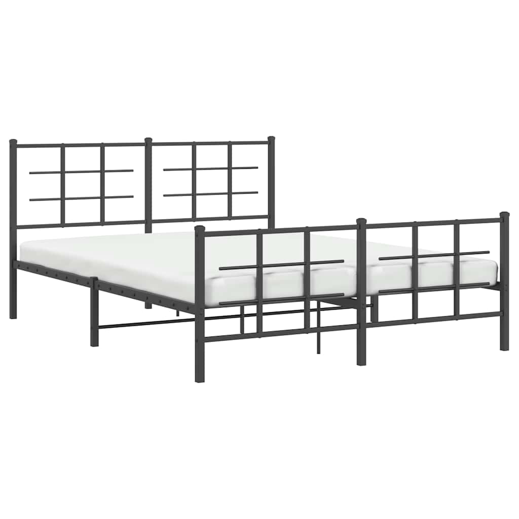 Metalni okvir kreveta uzglavlje i podnožje crni 150x200 cm