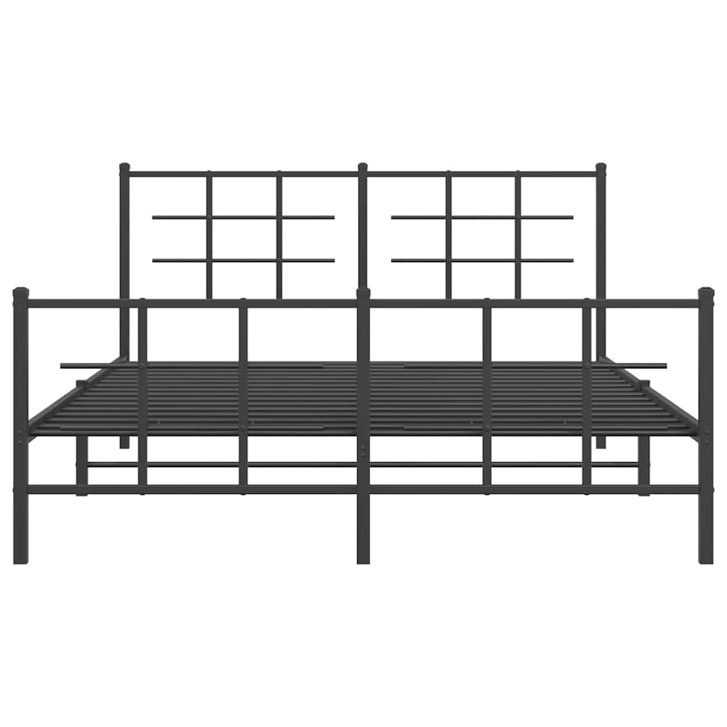 Metalni okvir kreveta uzglavlje i podnožje crni 150x200 cm