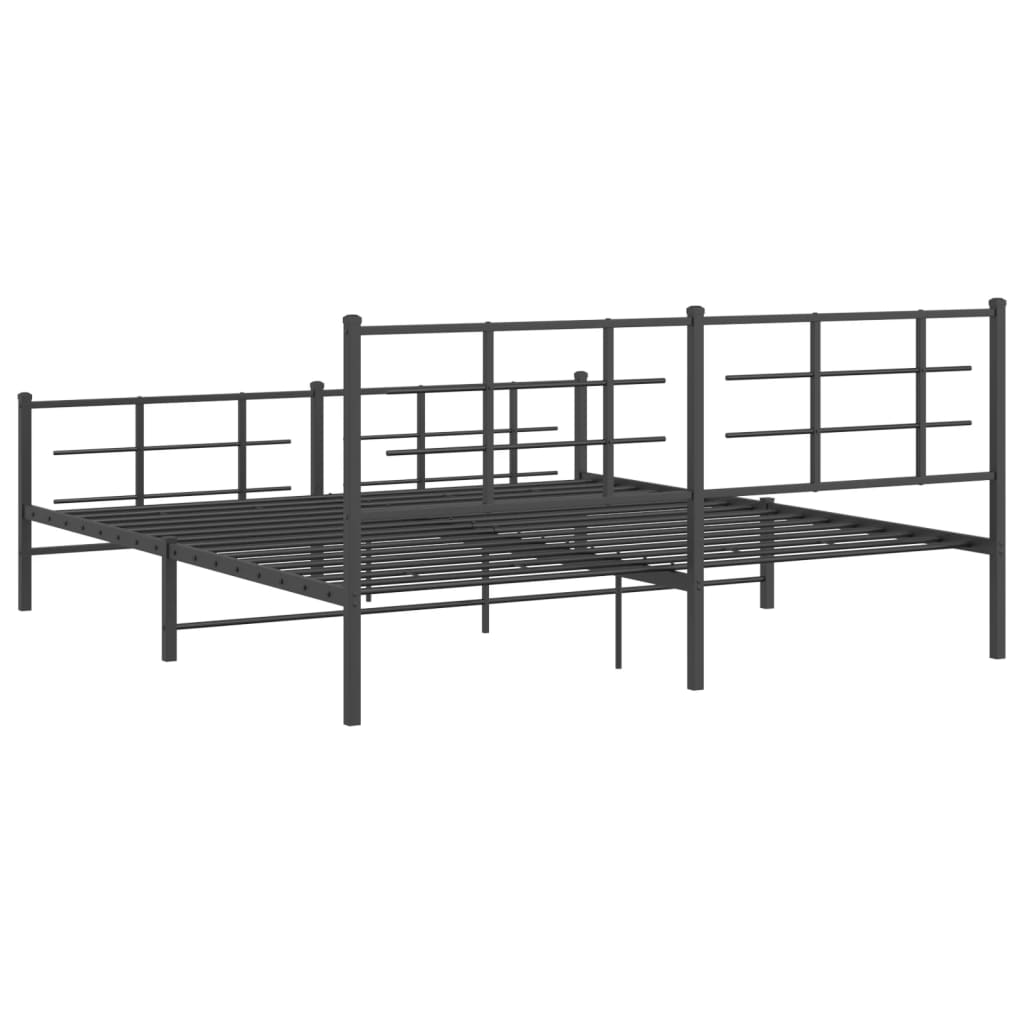 Metalni okvir kreveta uzglavlje i podnožje crni 183x213 cm