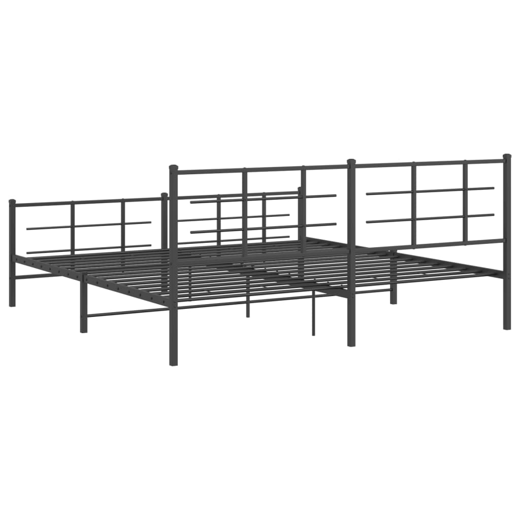 Metalni okvir kreveta uzglavlje i podnožje crni 193x203 cm