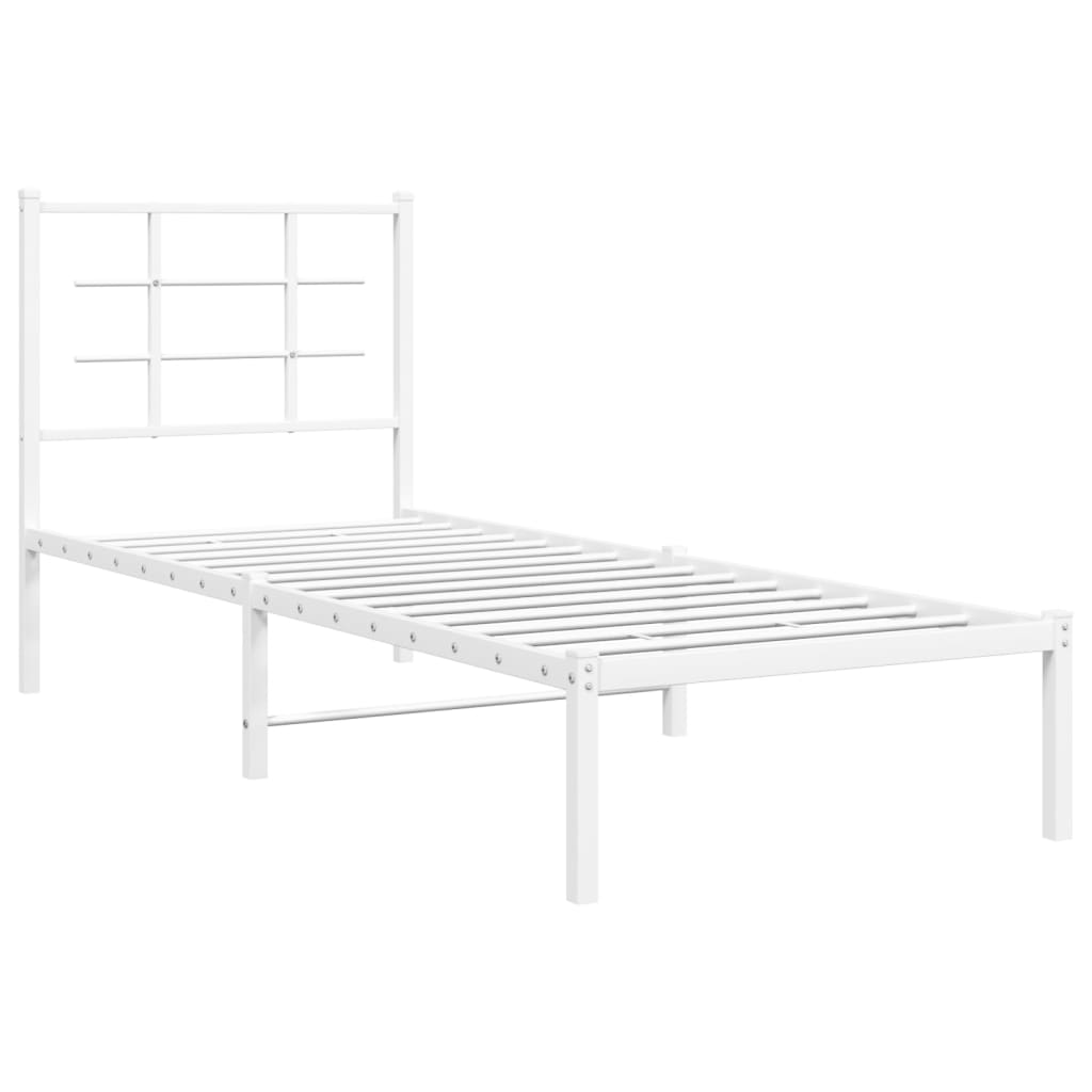 Metalni okvir krevet bez madraca s uzglavljem bijeli 75x190 cm