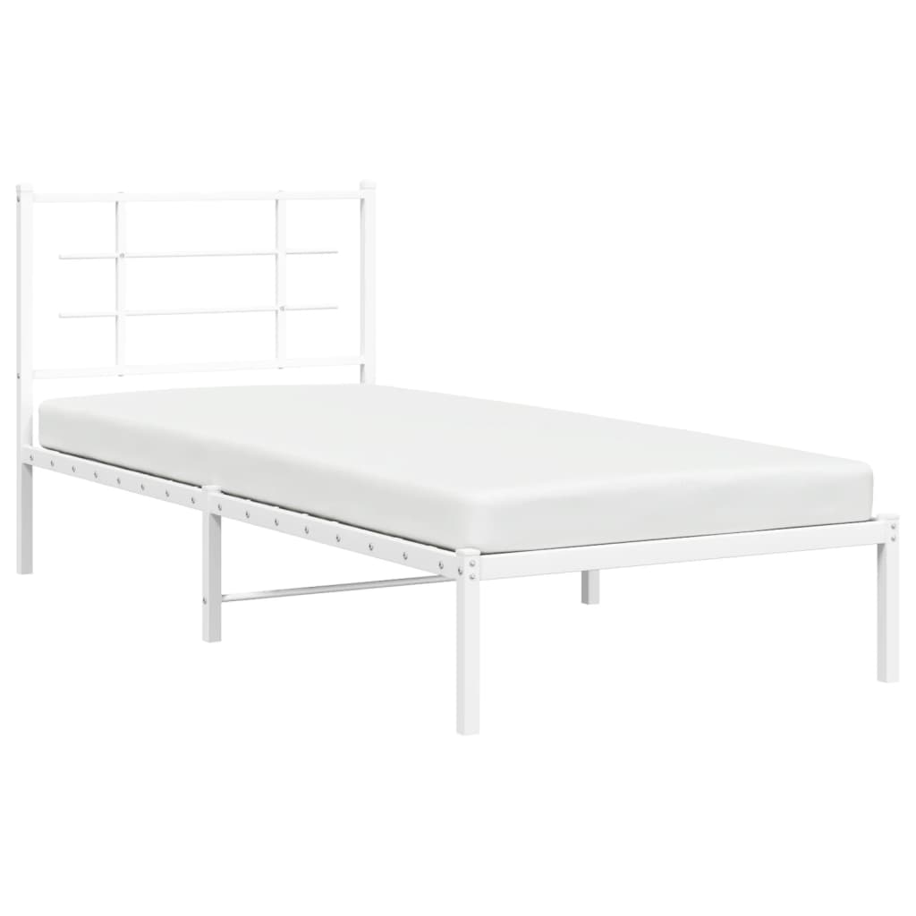 Metalni okvir za krevet s uzglavljem bijeli 90x200 cm