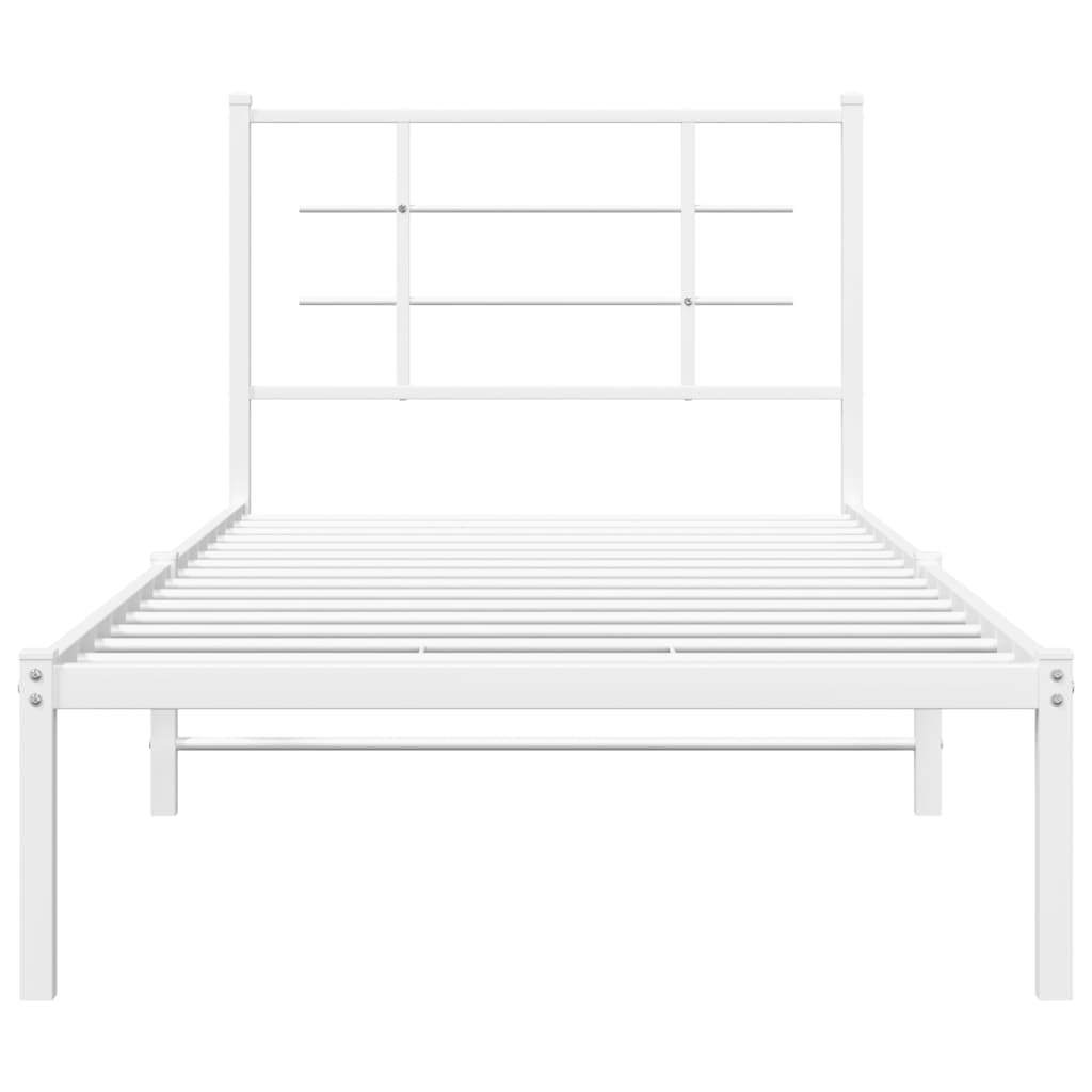 Metalni okvir za krevet s uzglavljem bijeli 90x200 cm