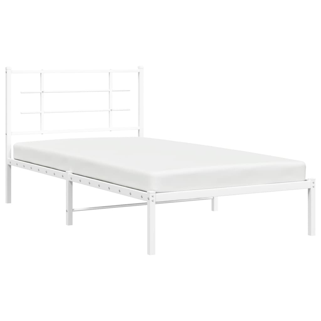 Metalni okvir za krevet s uzglavljem bijeli 100x190 cm