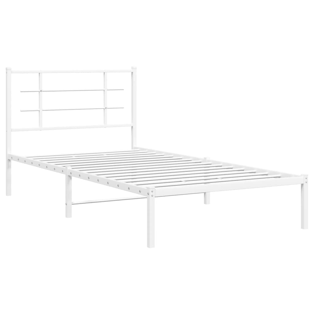 Metalni okvir za krevet s uzglavljem bijeli 107x203 cm