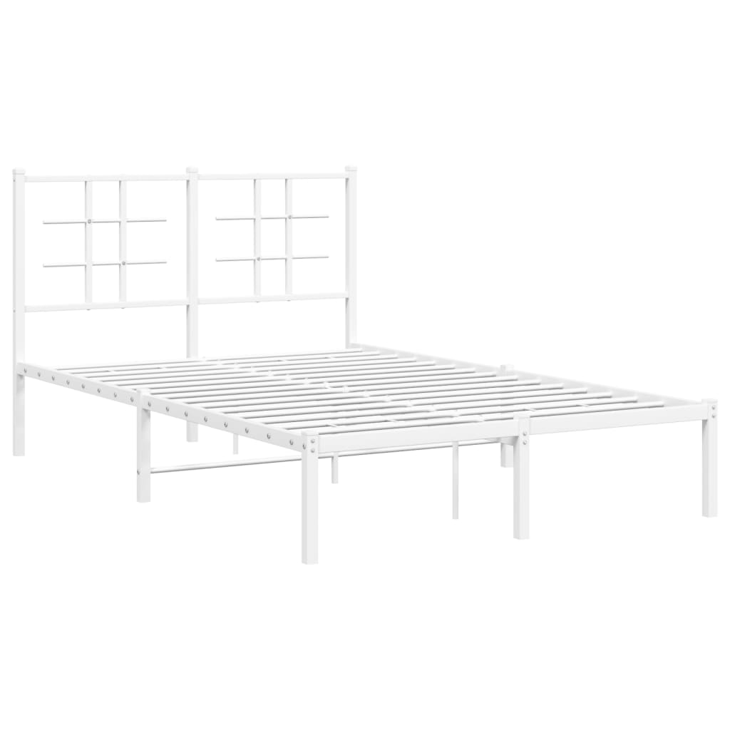 Metalni okvir za krevet s uzglavljem bijeli 120x200 cm