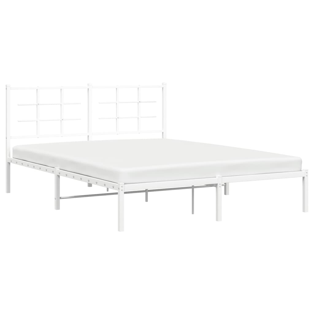 Metalni okvir za krevet s uzglavljem bijeli 160x200 cm