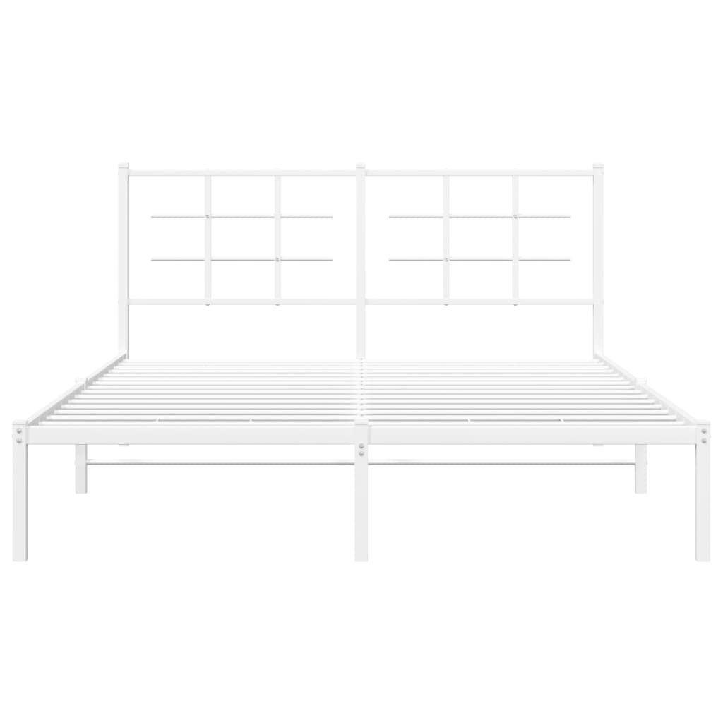 Metalni okvir za krevet s uzglavljem bijeli 160x200 cm