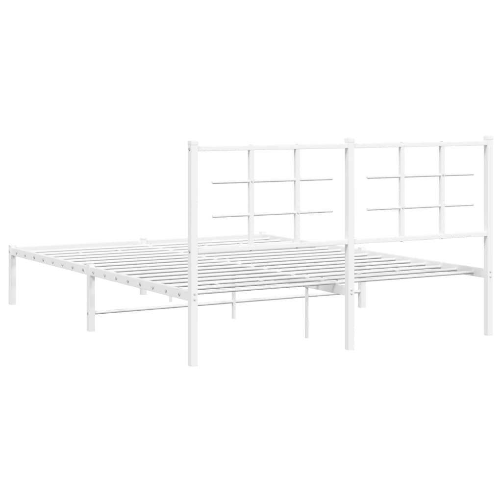 Metalni okvir za krevet s uzglavljem bijeli 160x200 cm