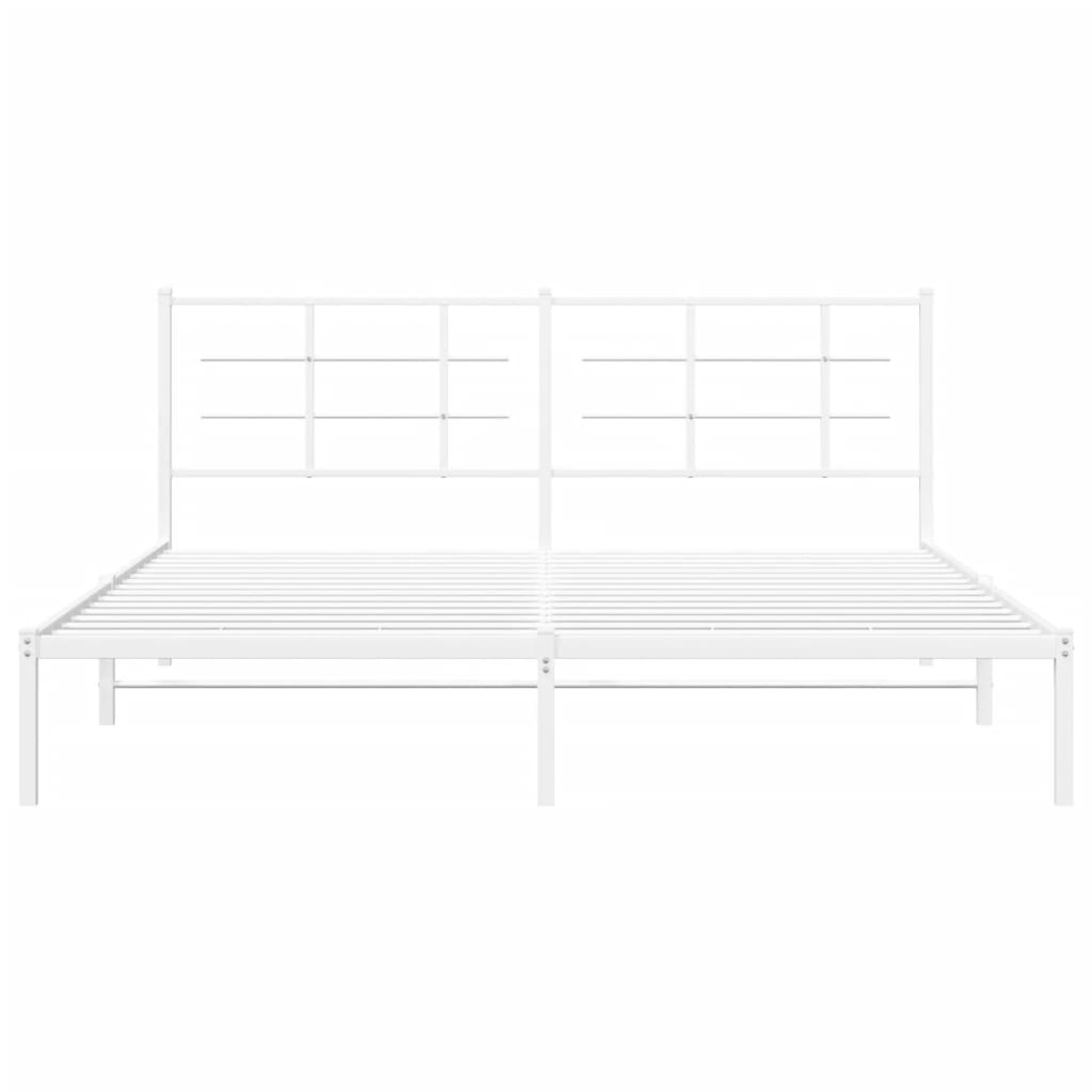 Metalni okvir za krevet s uzglavljem bijeli 180x200 cm
