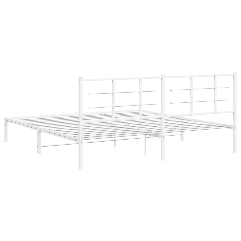 Metalni okvir za krevet s uzglavljem bijeli 193x203 cm