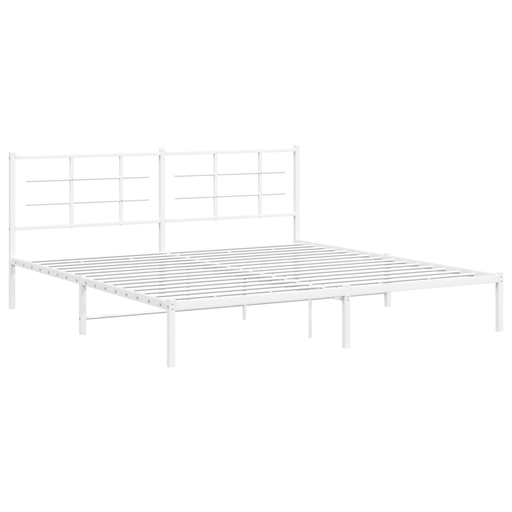 Metalni okvir za krevet s uzglavljem bijeli 200x200 cm
