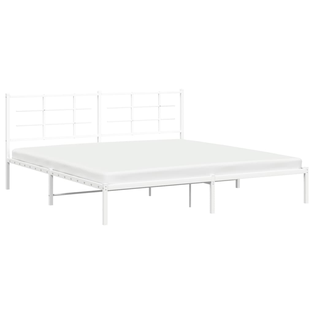 Metalni okvir za krevet s uzglavljem bijeli 200x200 cm