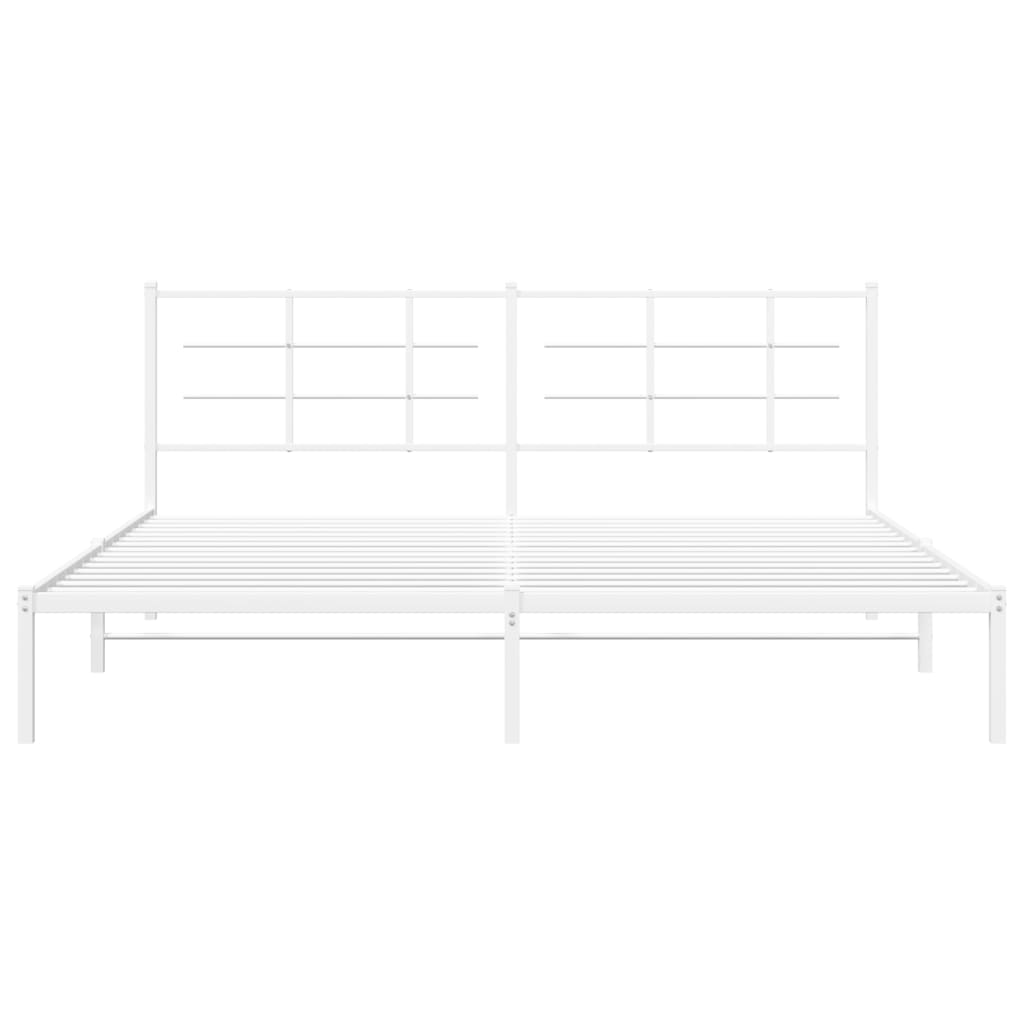 Metalni okvir za krevet s uzglavljem bijeli 200x200 cm