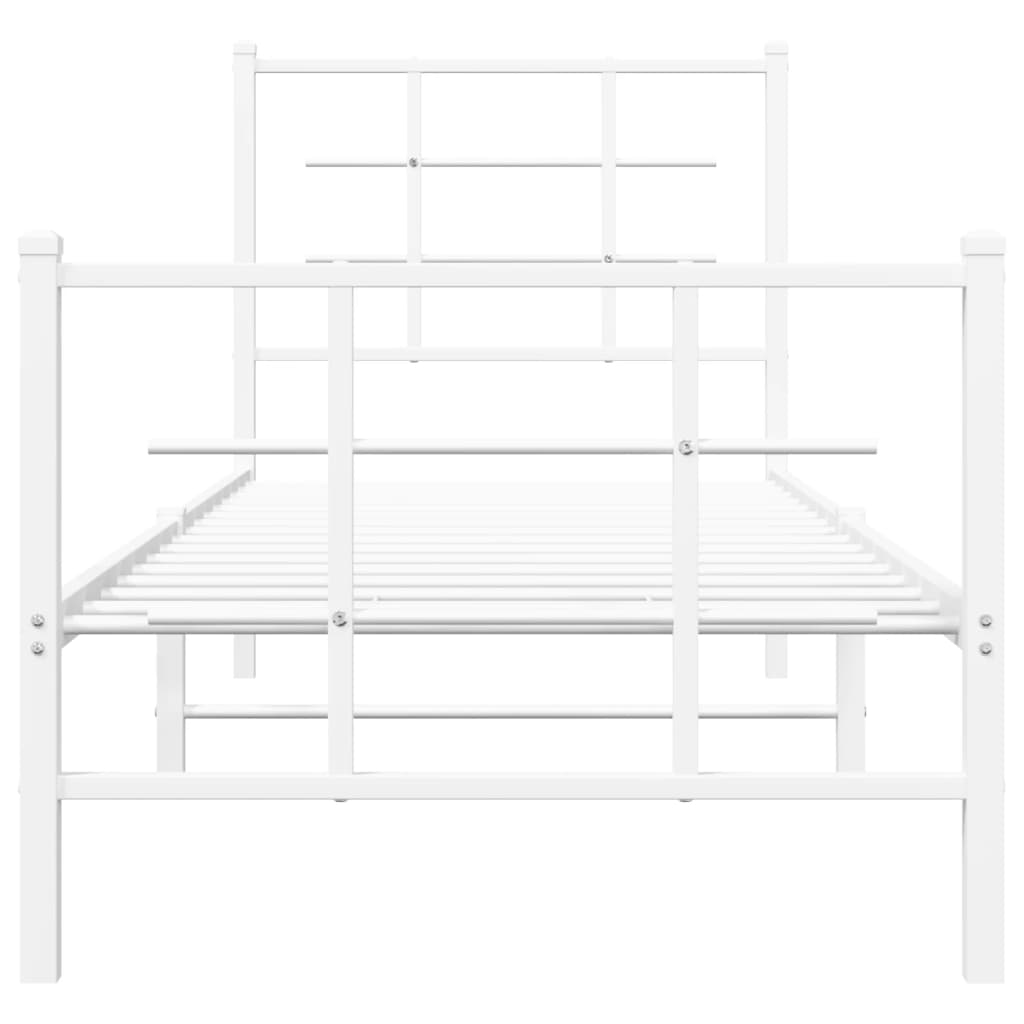 Metalni okvir kreveta uzglavlje i podnožje bijeli 75x190 cm