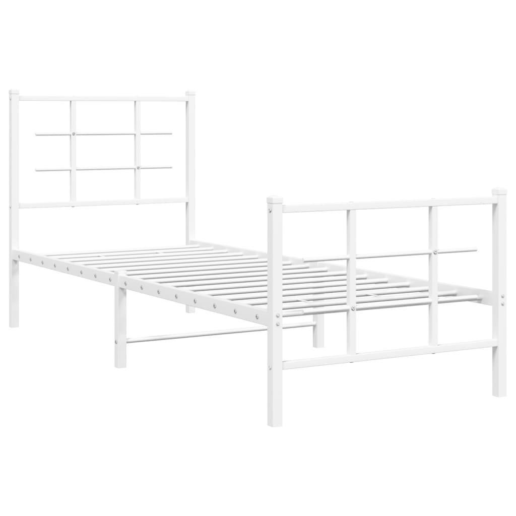 Metalni okvir kreveta uzglavlje i podnožje bijeli 80x200 cm