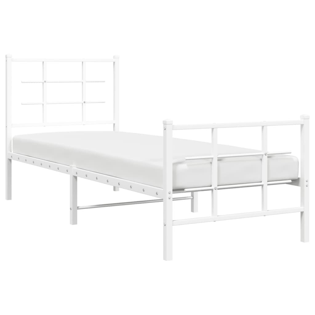 Metalni okvir kreveta uzglavlje i podnožje bijeli 80x200 cm